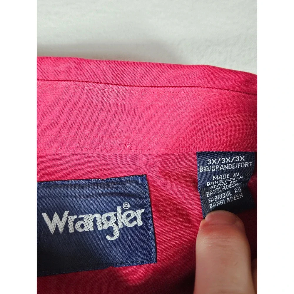 Wrangler Mens 3X Red Western Button Down Shirt Embroidered Logo 10MP3522R Cotton